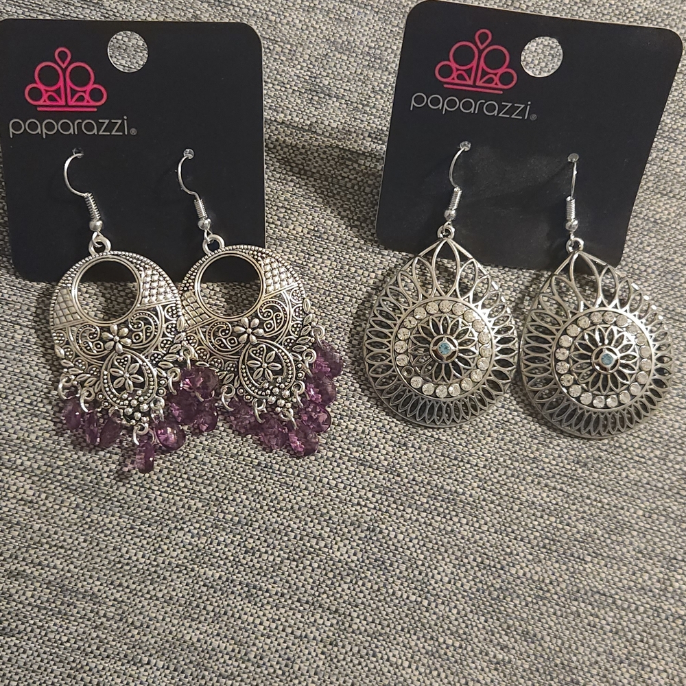 Paparazzi Silver and Purple Bohemian Earrings